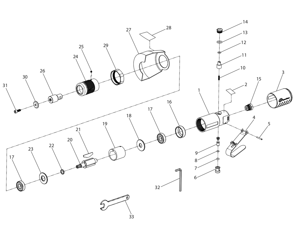 Page A Diagram and Parts List for 326G  Ingersoll Rand Grinder